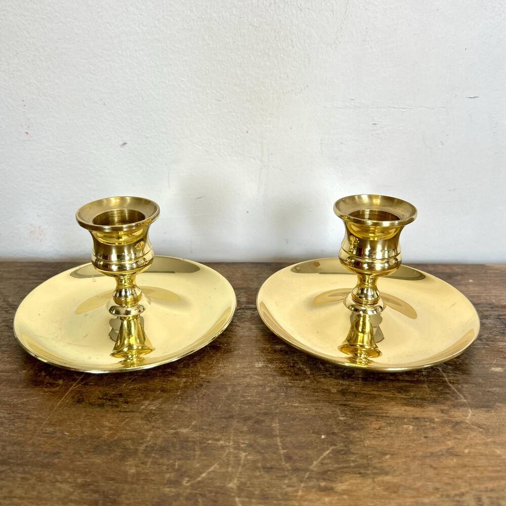 Pair Solid Brass Candlesticks | Vintage Decor Holders | Baldwin Candleholders